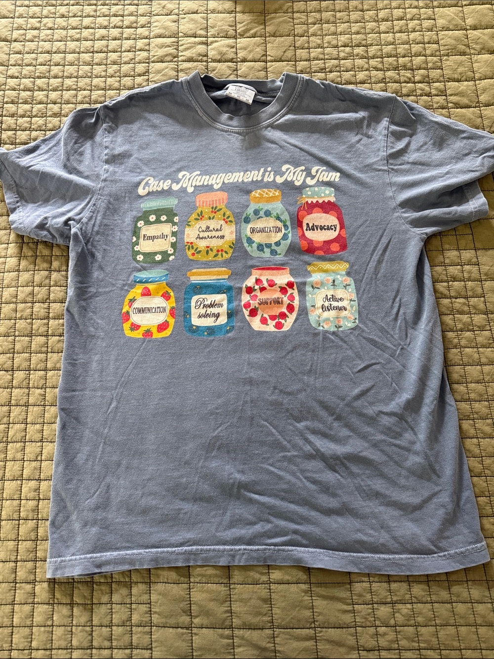 Case management  Light Blue Crewneck Tee with Front Graphic